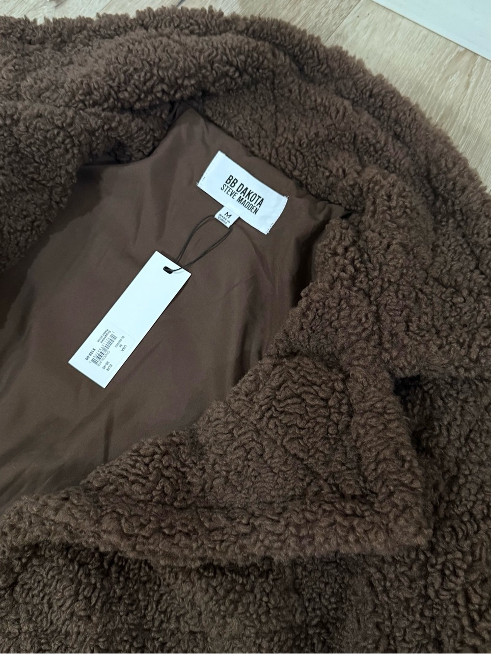 BB Dakota by Steve Madden Chocolate Brown Teddy Coat - Picture 5 of 7